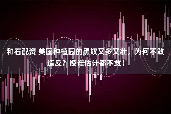 和石配资 美国种植园的黑奴又多又壮，为何不敢造反？换谁估计都不敢！