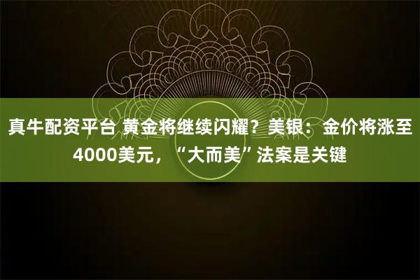 真牛配资平台 黄金将继续闪耀？美银：金价将涨至4000美元，“大而美”法案是关键